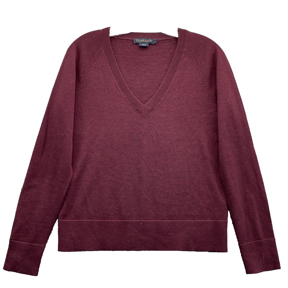 Pendleton 100% Merino Wool Sweater Women Small Red Minimalist 90's Chic Corpcore